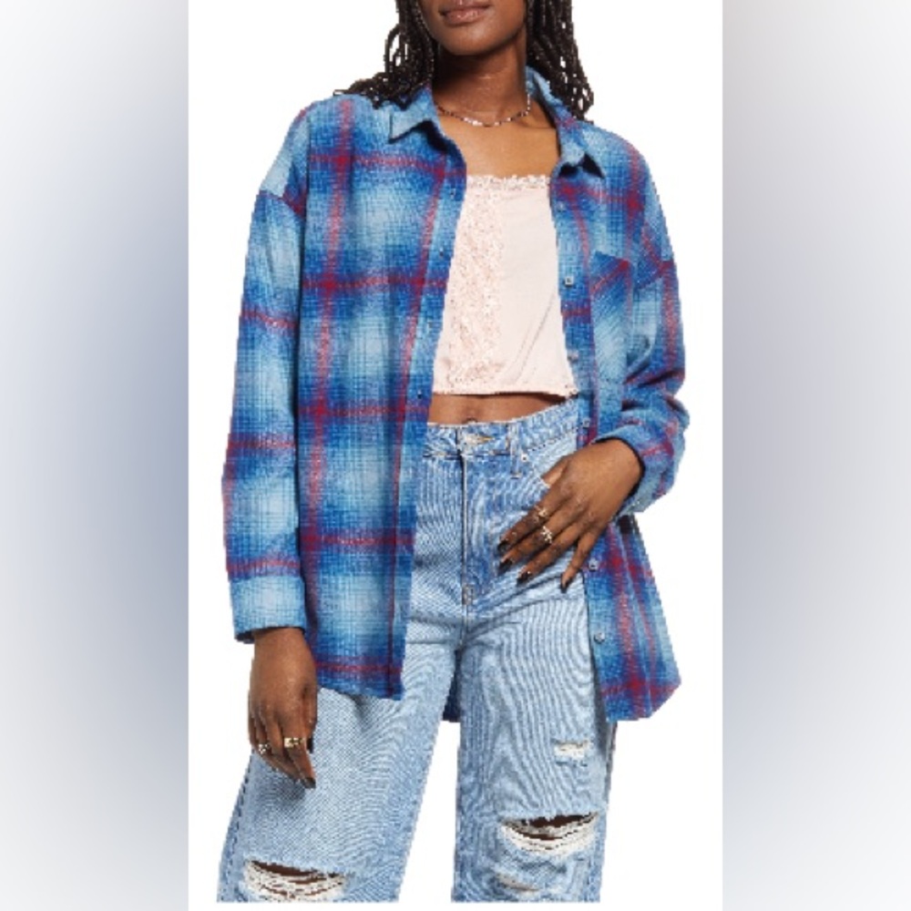 BP Blue and Red Checkered Fabric